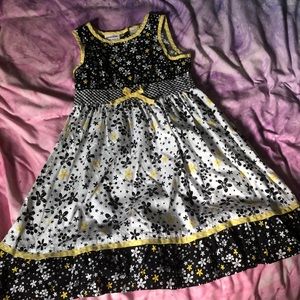 Black white and yellow dress with flowers